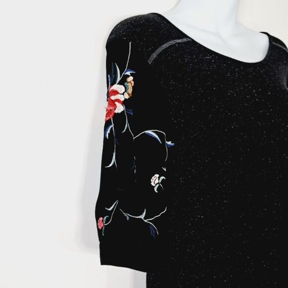 Free People Black Kimono Embroidered Sleeve‎ Tunic Size S - Picture 5 of 10